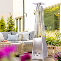Stainless Steel  Patio Propane Outdoor Heater, 7.5 Feet Tall - Quirked Elegance