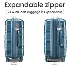 Lightweight Hard Shell Luggage 4 Piece Set, 4/20/24/28 - Quirked Elegance