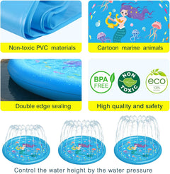 "3-in-1 Splash Pad Water Play Mat for Toddlers and Kids - Fun Outdoor Water Toys for Boys and Girls Ages 1-5"