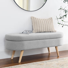 Ottoman Oval Storage Bench, 43.5"x16"x16 - Quirked Elegance