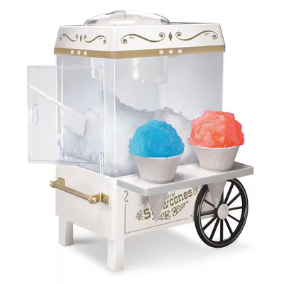160 Oz. White Snow Cone Machine with 2 Cones and Ice Scoop