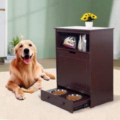 Pet Waterproof Paint Feeder Cabinet with Stainless Bowl - Quirked Elegance