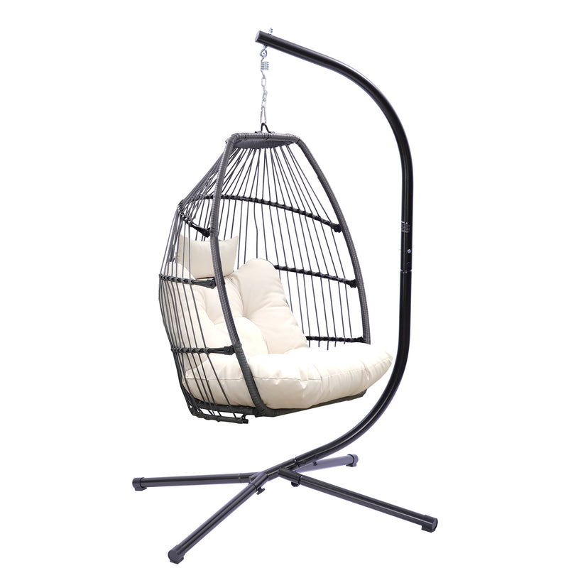 Outdoor Egg Patio Wicker Folding Hanging Chair - Quirked Elegance