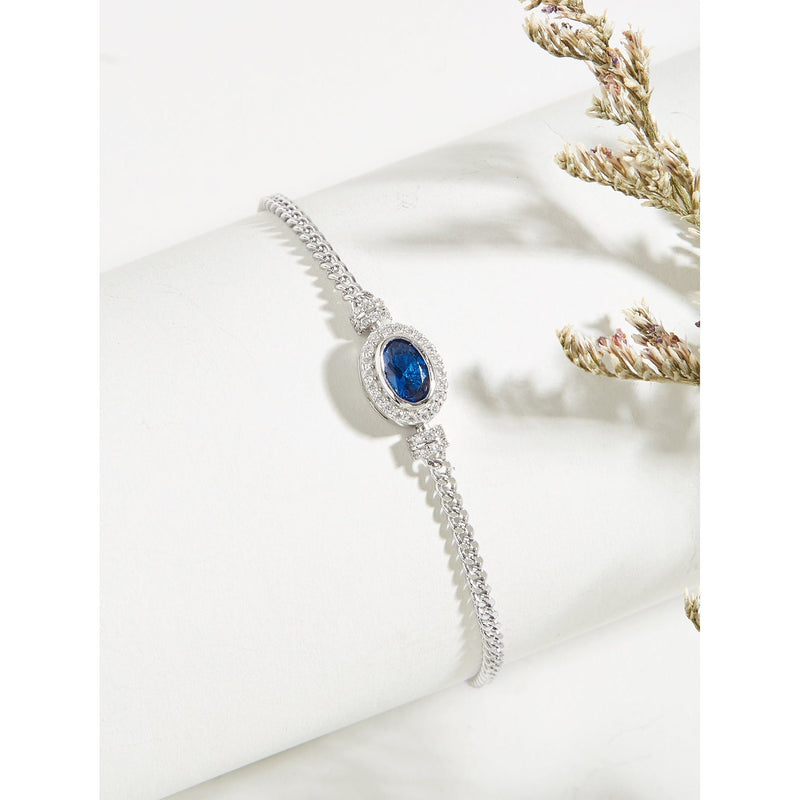 Blue Beauty: Sterling Silver Bracelet - Quirked Elegance