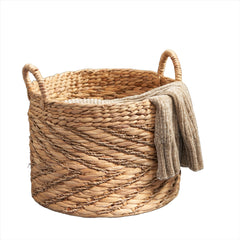 Woven Basket with Handles - 15" x 15" x 15 - Quirked Elegance