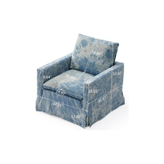 Accent Swivel Chair with Loose Denim Fabric Cover - Quirked Elegance