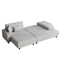 Sofa Bed Grey Corduroy 93-inch comes with Two Pillows - Quirked Elegance