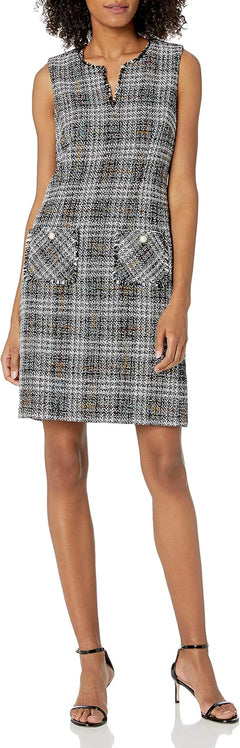 Women'S Tweed Shift Dress with Pockets