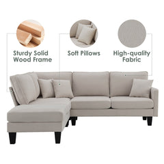 Modern Sectional Sofa,5-Seat Practical Couch Set with Chaise Lounge - Quirked Elegance