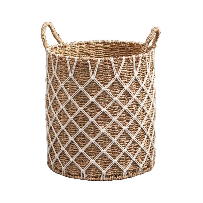 Round Woven Basket with Handles, 15