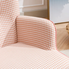 Soft Houndstooth & Leather Material Rocking Chair - Quirked Elegance