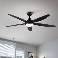 LED Ceiling Fan Lighting with Black Blade"56 - Quirked Elegance