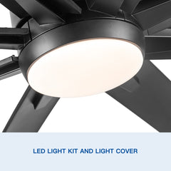 LED Light Ceiling Fan with Black Blade - 72" - Quirked Elegance