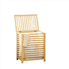 Bamboo Laundry Hamper Basket with Removable Liner Bag - Quirked Elegance