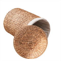 Round Wicker Laundry Hamper with Lid - Quirked Elegance