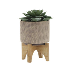 Pair of Planters with Stand, Tan - Quirked Elegance