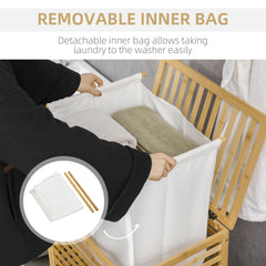 Bamboo Laundry Hamper Basket with Removable Liner Bag - Quirked Elegance
