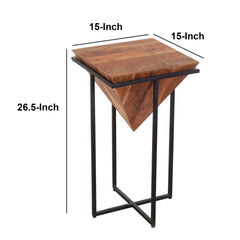 Pyramid Shape Wooden Side Table - Quirked Elegance