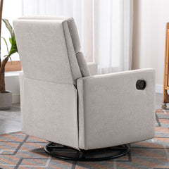 Swivel Glider Rocking Accent Chair Recliner, Tan - Quirked Elegance