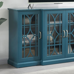 TV Stand Buffet ,Storage Cabinet, 63'Teal Blue - Quirked Elegance