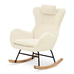 Glider Rocking Accent Chair, Beige - Quirked Elegance