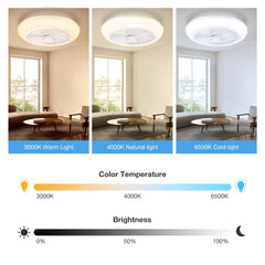 18In Indoor Ceiling Fan with Light, Remote & APP Control, 3 Colors Lighting and 6 Wind Speeds, Invisible Bladeless Ceiling Fan, Timing Setting