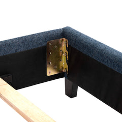King Size Navy Blue Denim Platform Bed - Quirked Elegance