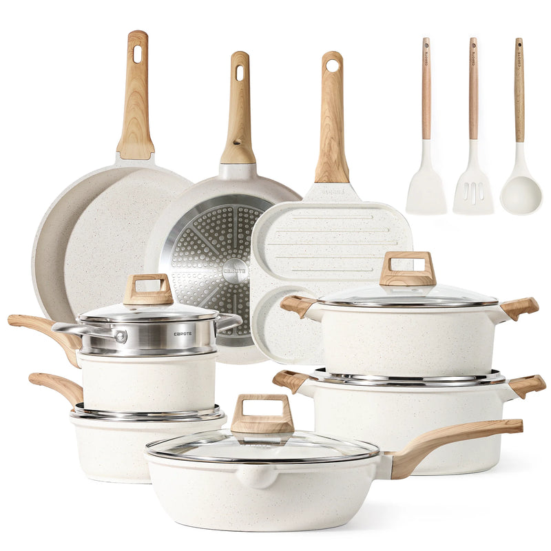 Nonstick Pots and Pans Set, 17 Pcs Granite Kitchen Cookware Sets