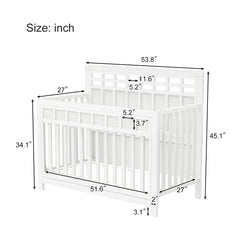 Certified Baby Safe Crib, White Pine Solid Wood - Quirked Elegance