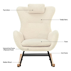 Glider Rocking Accent Chair, Beige - Quirked Elegance