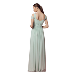 Sophisticated Chiffon Long Evening Dress with Cold-Shoulder Design