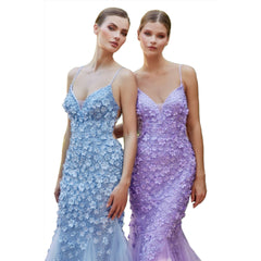 3D Floral Mermaid Long Prom Dress - Quirked Elegance