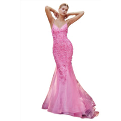 3D Floral Mermaid Long Prom Dress - Quirked Elegance
