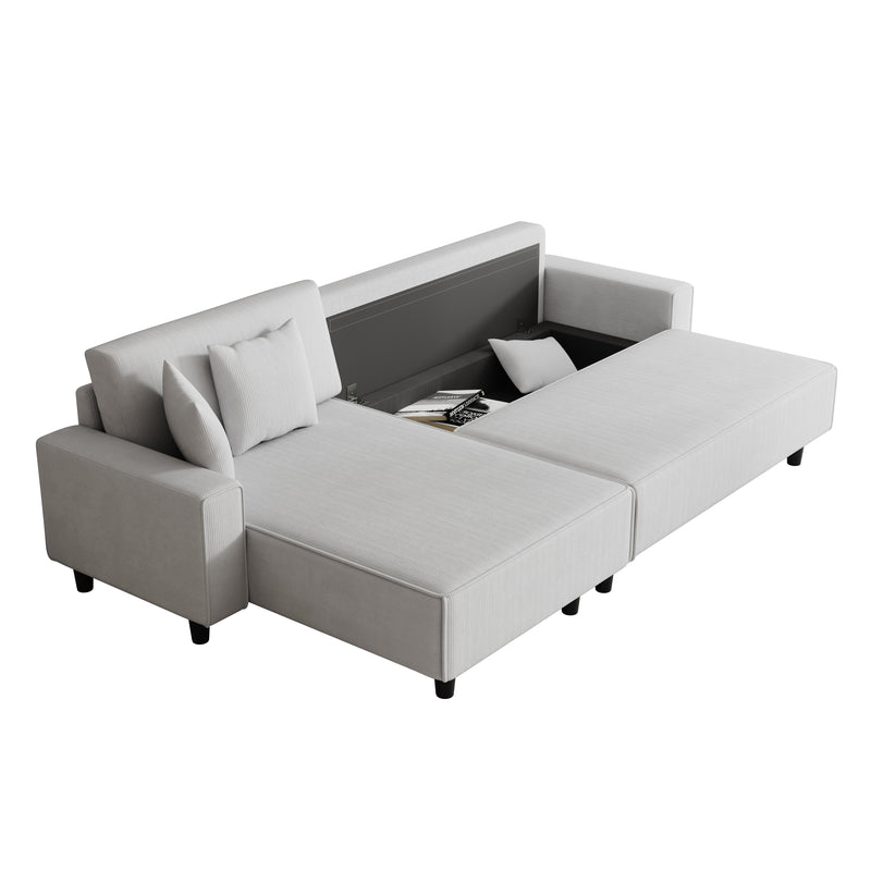 Sofa Bed Grey Corduroy 93-inch comes with Two Pillows - Quirked Elegance