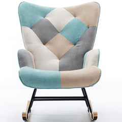 Modern Patchwork Rocking Chair - Quirked Elegance