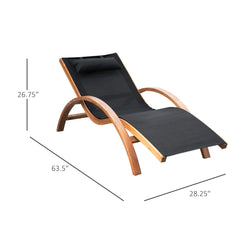 Outdoor Chaise Wood Lounge Chair with Pillow