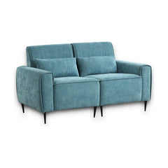 Sofa 62" Blue Ocean Bliss Loveseat with Metal Legs and Throw Pillows - Quirked Elegance