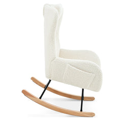 Glider Rocking Accent Chair, White - Quirked Elegance
