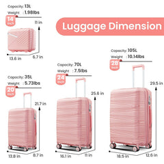 Hard Shell Lightweight Luggage 4 Piece Set, 14/20/24/28 - Quirked Elegance