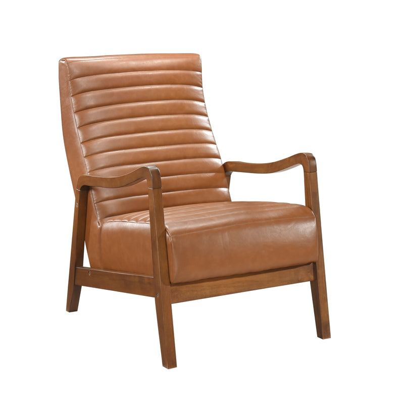 Accent Chair - Brown Faux Leather Walnut - Quirked Elegance