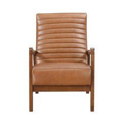 Accent Chair - Brown Faux Leather Walnut - Quirked Elegance
