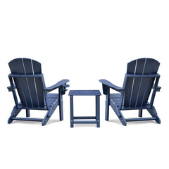 Outdoor Folding Adirondack Chair Set of 2 and Table Set