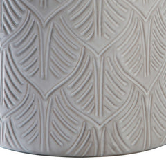 Pair Ceramic Vases with Textured Foliage Design - Quirked Elegance