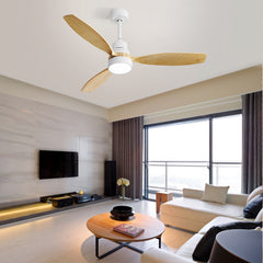 White 52 Inch Indoor Modern Ceiling Fan - Remote Control Reversible DC Motor - Quirked Elegance