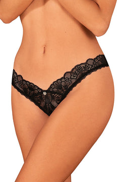 women's torso in black thong