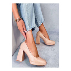Women's Chunky Heel Pumps - Quirked Elegance