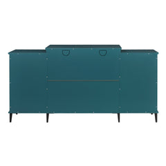 62" TV Stand, Buffet Sideboard Cabinet, Teal Blue - Quirked Elegance
