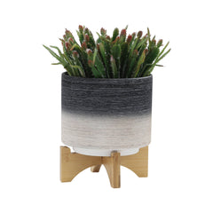 Set of 2 Wooden Stand Planter,  Gray - Quirked Elegance