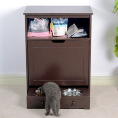 Pet Waterproof Paint Feeder Cabinet with Stainless Bowl - Quirked Elegance
