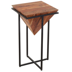 Pyramid Shape Wooden Side Table - Quirked Elegance